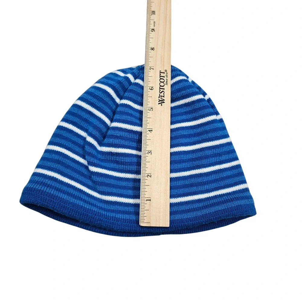 L.L.Bean Womens Blue White Striped Fleece Lined Beanie Hat OSFA Outdoors Granola